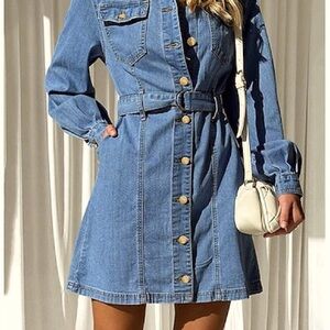 Zara. Women's Denim Dress Shirt Dress Mini Dress Date Vacation. Medium